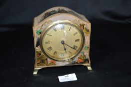 Small Brass Mantel Clock Painted with Oriental Designs