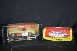 Burago Diecast Chevrolet Corvette and a Corgi 343 Rover XXX