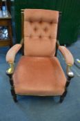 Rose Velvet Upholstered Mahogany Nursing Chair