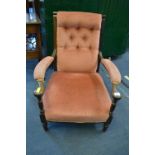 Rose Velvet Upholstered Mahogany Nursing Chair