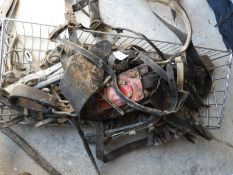 Basket Containing Assorted Heavy Horse Tack