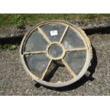 Cast Iron Framed Circular Window (Partially Glazed) Approx 62.5 CM Diameter x 6CM Deep