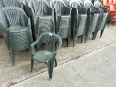 Twenty Green Plastic Stackable Chairs