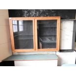Oak Framed Glazed Display Cabinet Enclosed by Double Doors with Shelves