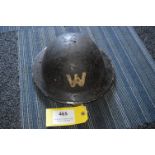 WWII Air Raid Wardens Helmet with Liner and Chin Strap