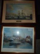 Two Naval Prints - Hull Docks and HMS Trincomalee