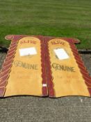 Pair of Fairground Signs "Born Alive Genuine Miracle of Nature"