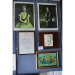 Pair of Laminated Pictures of Her Majesty the Queen and Prince Philip, Plaster Pack of Monty,