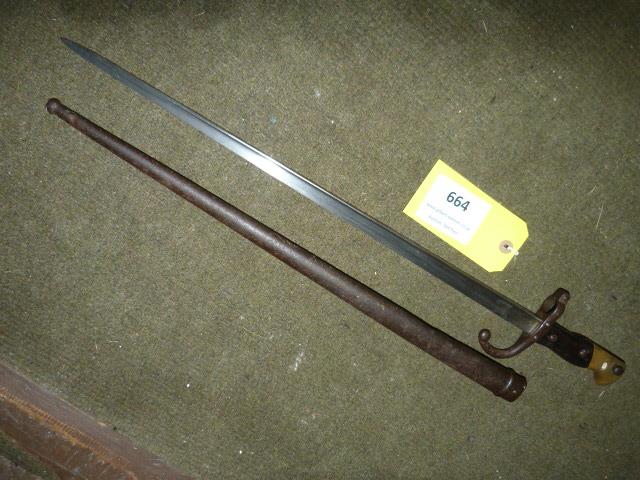 French Model 1874 Fusil Gras Bayonet dated 1877 with Steel Scabbard
