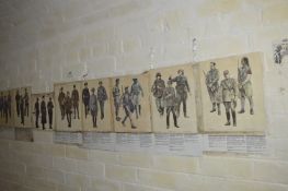 Various Laminated Wall Posters Depicting Uniforms and Regiments Throughout the Ages