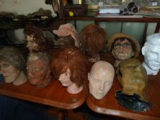 Assorted Wax and Fibreglass Heads and a Mould