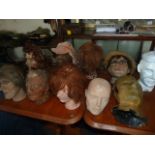 Assorted Wax and Fibreglass Heads and a Mould