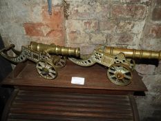 Pair of Ornamental Brass Cannons ~45cm long