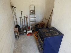 Assorted Gardening Tools, Paddles, Tilley Lamps, Rope, Tricity Bendix Cooker, etc.