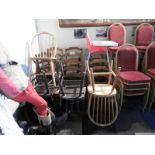 Thirteen Assorted Wooden Chairs and a Plastic Highchair