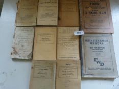 Ten WWII Military Vehicle Parts and Maintenance Manuals and Pamphlets