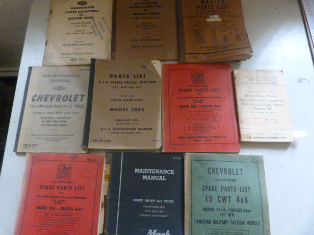 Ten WWII Military Vehicle Parts and Maintenance Manuals and Pamphlets