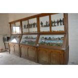 Large Glazed Oak Display Cabinet over Panel Door Cupboards