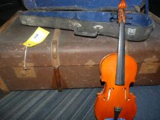 Vintage Trunk, and a Violin in Case