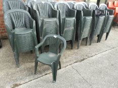 Twenty Green Plastic Stackable Chairs