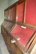 Oak Display Cabinet with Graduated Glass Front Enclosed by Double Doors over Solid Paneled Cupboards