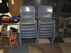Twelve Grey Plastic Chairs
