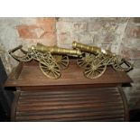 Pair of Ornamental Brass Cannons ~45cm long