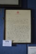 Signed Personal Letter to Privet 14018 Pr Gays GW signed George R