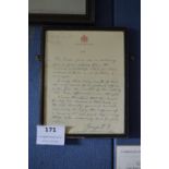 Signed Personal Letter to Privet 14018 Pr Gays GW signed George R