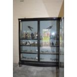 Large Ebonised Glazed Display Cabinet Enclosed by Double Doors