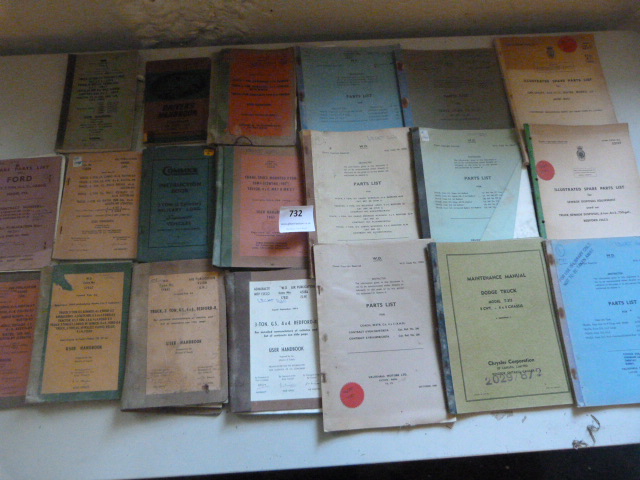 Twenty Post War Military Vehicle Parts and Maintenance Manuals and Pamphlets