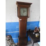 Oak Long Cased Clock with Painted Dial
