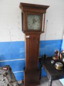 Oak Long Cased Clock with Painted Dial