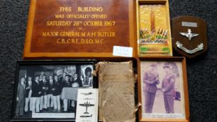 Commemorative Wooden Plaques, Para Regiment Photos and Two Aircraft Recognition Manuals