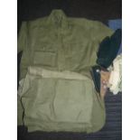 Four Officer's Tropical Shirts and Small Collection of Collars, etc.