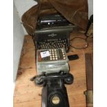 Underwood Manual Typewriter, Bakelite Telephone and an Adding Machine