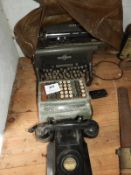 Underwood Manual Typewriter, Bakelite Telephone and an Adding Machine