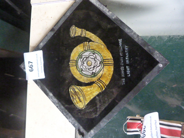 King's Own Yorkshire Light Infantry Logo Mounted on Glass Slide