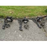 Three Cast Iron Wall Brackets, with Hexagonal Lanterns for spares/repairs