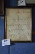 Signed Personal Letter to Privet W. Detchon Signed George R