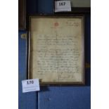 Signed Personal Letter to Privet W. Detchon Signed George R