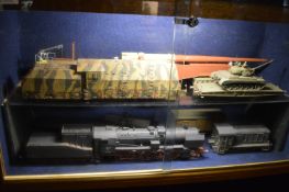 Eight WWII Scale Model Military Trains And Rolling Stock