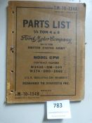 Parts List for 1/4 Ton 4x4 1943