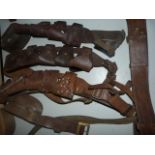 Three Boar War/WWI Leather Bandoleers, Sand Brown Belt, and Another Leather Belt