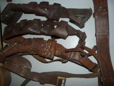 Three Boar War/WWI Leather Bandoleers, Sand Brown Belt, and Another Leather Belt