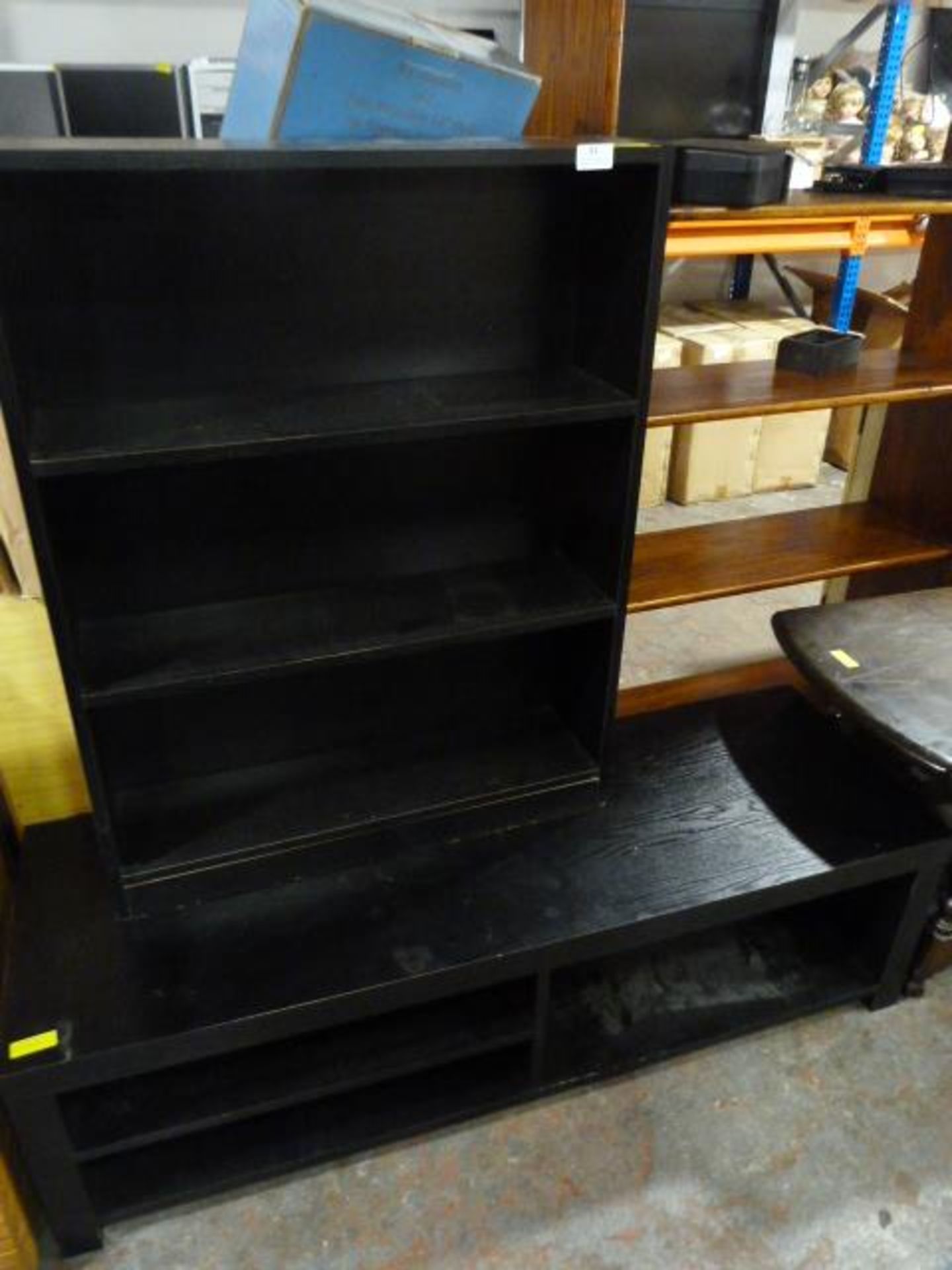 Black Ash TV Stand plus Matching Bookshelf