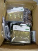 Box of Various Light Switches and Three Rolls of C