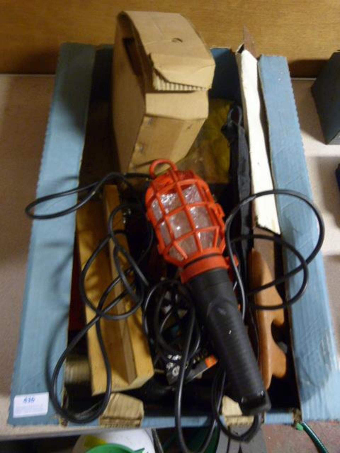 Box of Tools; Inspection Lamp, Vice, Chisels, etc.