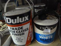 Five Tins of Dulux and Crown Paint