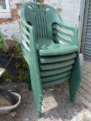 Six Plastic Stacking Garden Chairs